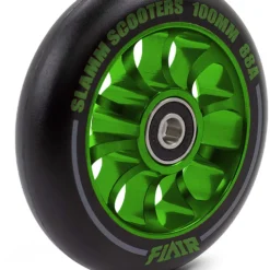 Stuntstep Wiel Aluminium 100mm Slamm Flair 2.0 Met Abec 9 Lagers In Color Zwart 12 Stuntstep Wiel Aluminium 100mm Slamm Flair 2.0 Met Abec 9 Lagers In Color Zwart -Exporteren Step Avontuur Winkel SL580 2 Slamm 100mm Flair 2.0 Alloy Core Wheel Green Side speelactief.nl