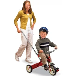 RadioFlyer Classic Red Tricycle Met Duwstang -Exporteren Step Avontuur Winkel driewieler radio flyer red tricycle
