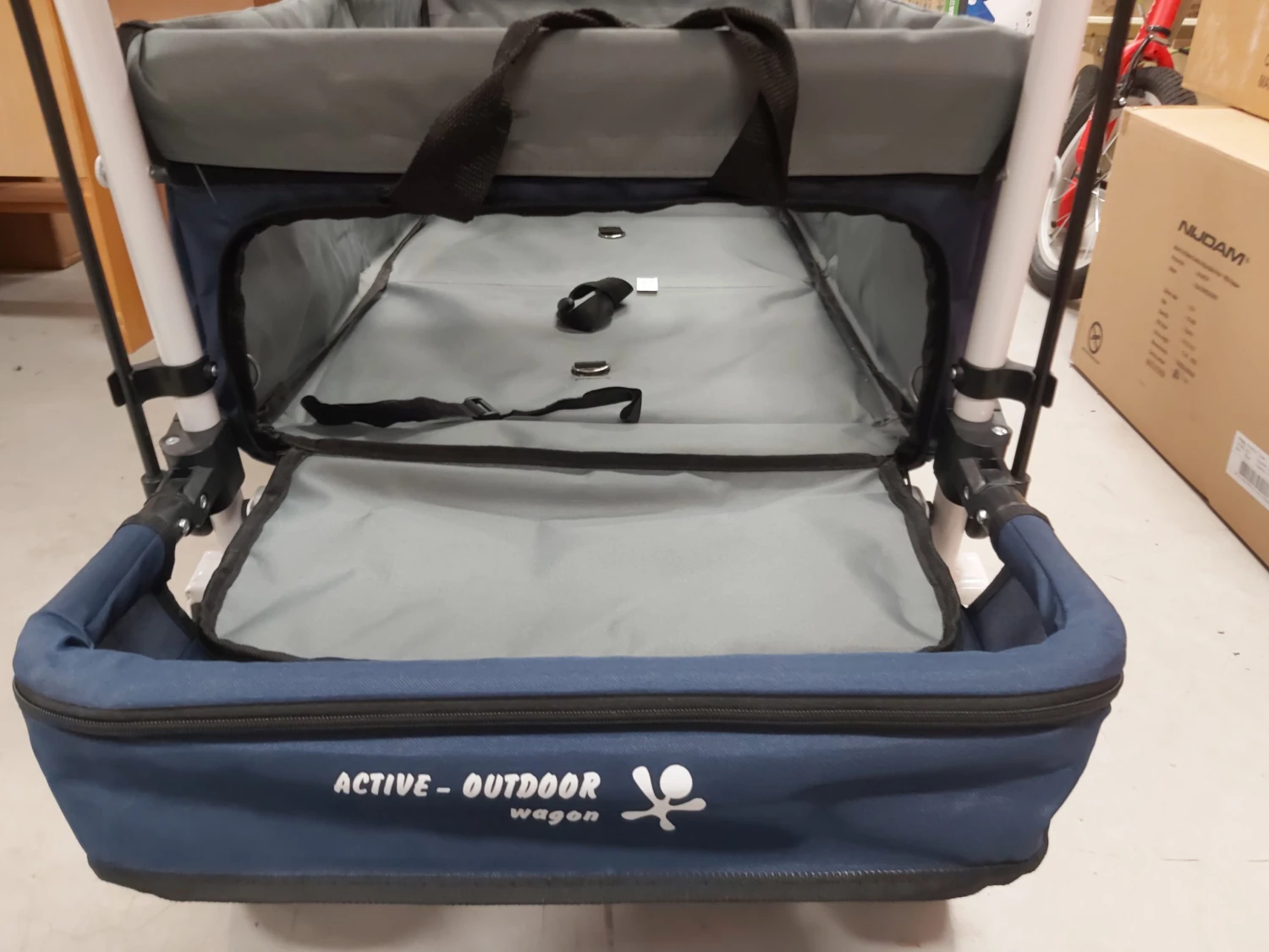 Active Outdoor Bolderkar Blauw Incl. Zonnedak, Extra Bagagetas En Extension. 8 Active Outdoor Bolderkar Blauw Incl. Zonnedak, Extra Bagagetas En Extension. - Afbeelding 8