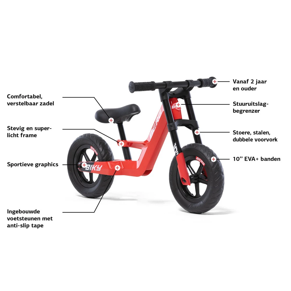 BERG Biky Mini Red Loopfiets 10 ” Inch EVA Banden 2 BERG Biky Mini Red Loopfiets 10 ” Inch EVA Banden - Afbeelding 2