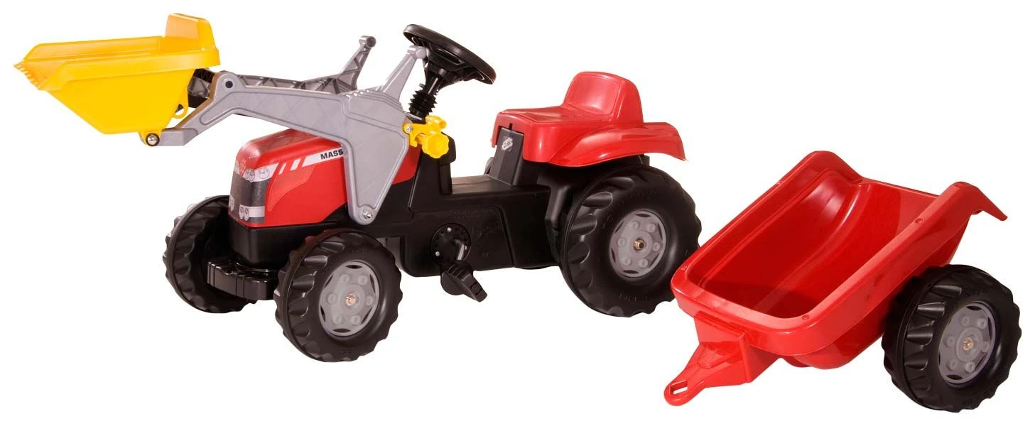 Rollykid Massey Ferguson Voorlader En Aanhangwagen Traptractor 2 Rollykid Massey Ferguson Voorlader En Aanhangwagen Traptractor - Afbeelding 2