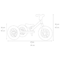 Trybike Steel Green 2in1 Loopfiets Vintage Groen -Exporteren Step Avontuur Winkel tekening trybike 2in1 afmetingen