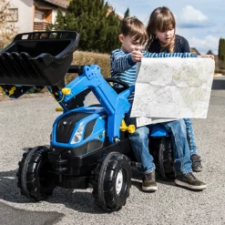 Rollytoys Farmtrac New Holland Rollytraclader Traptractor -Exporteren Step Avontuur Winkel traptractor new holland met rollytraclader rollytoys 611256 1